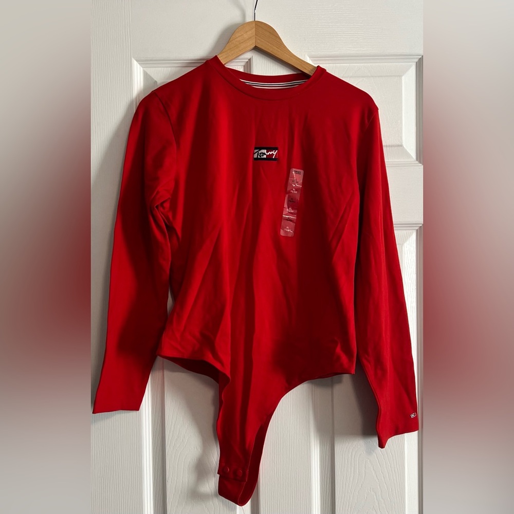 Tommy Hilfiger Vibrant Red Crew Neck Top